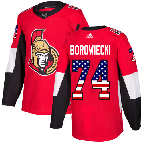 Herren Ottawa Senators Eishockey Trikot Mark Borowiecki #74 Authentic Rot USA Flag Fashion